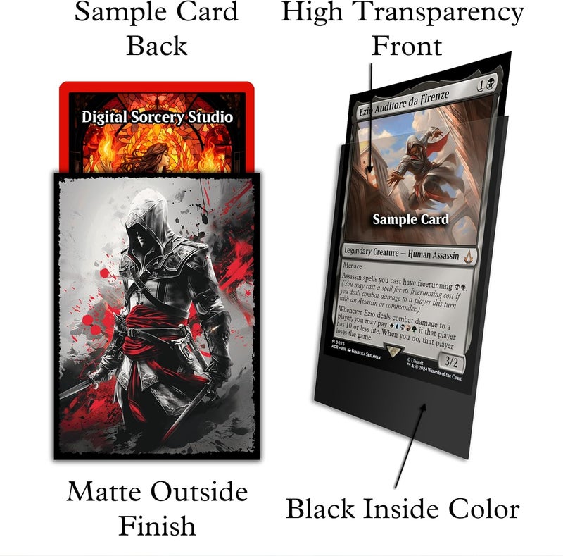 Digital Sorcery Studio Assassin Card Game Sleeves – 100 Pack – Compatible with MTG – Perfect for Magic Assassin’s Creed Commander Decks Like Ezio Auditore, Edward Kenway & Altaïr IBN-La'Ahad - Image 4